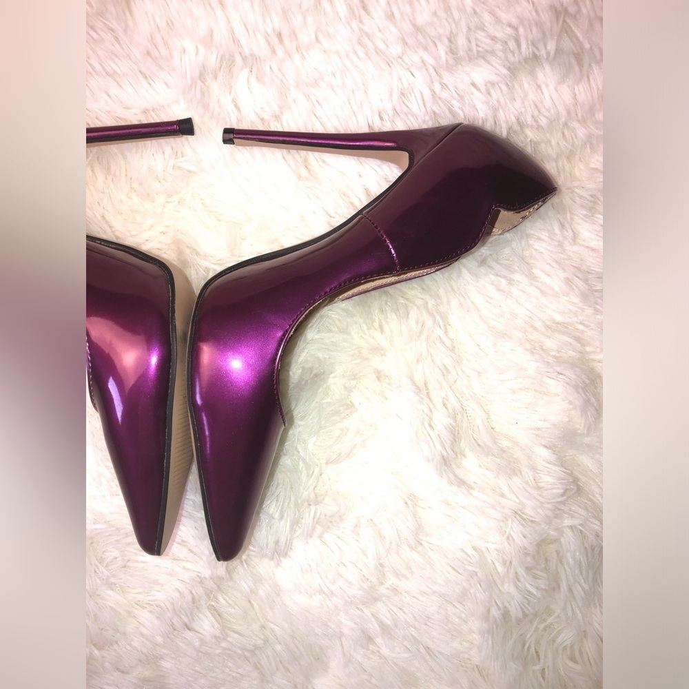 FSJ Metallic Plum Pointed-Toe Stiletto Heels - Women's - Picture 7 of 15